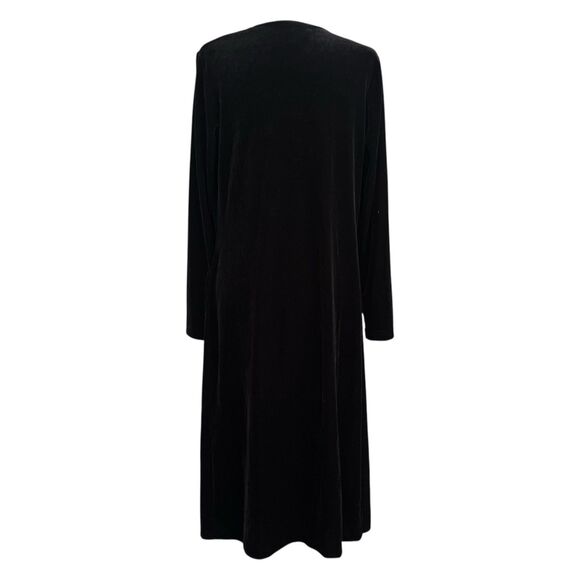 JS Collections Long Black Velvet Duster L Rhinestone Clasp Witchy Opera Vintage - Picture 4 of 13